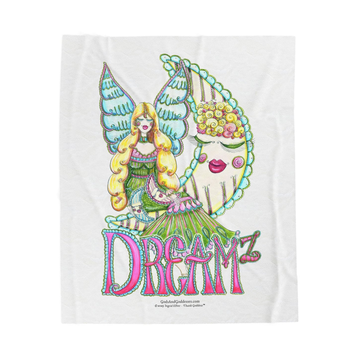 DREAMz: Velveteen Plush Blanket, Cozy Throw for Home Decor, Gift for Her, Bohemian Style, Warm Blanket for Relaxation